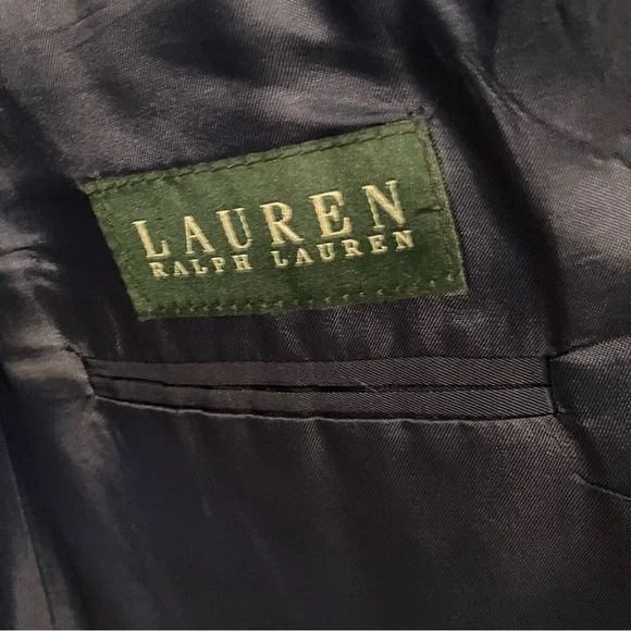 Lauren Ralph Lauren Blazer Suit Jacket Mens 42R Sports Coat Wool Silk Plaid Blue - Picture 8 of 11